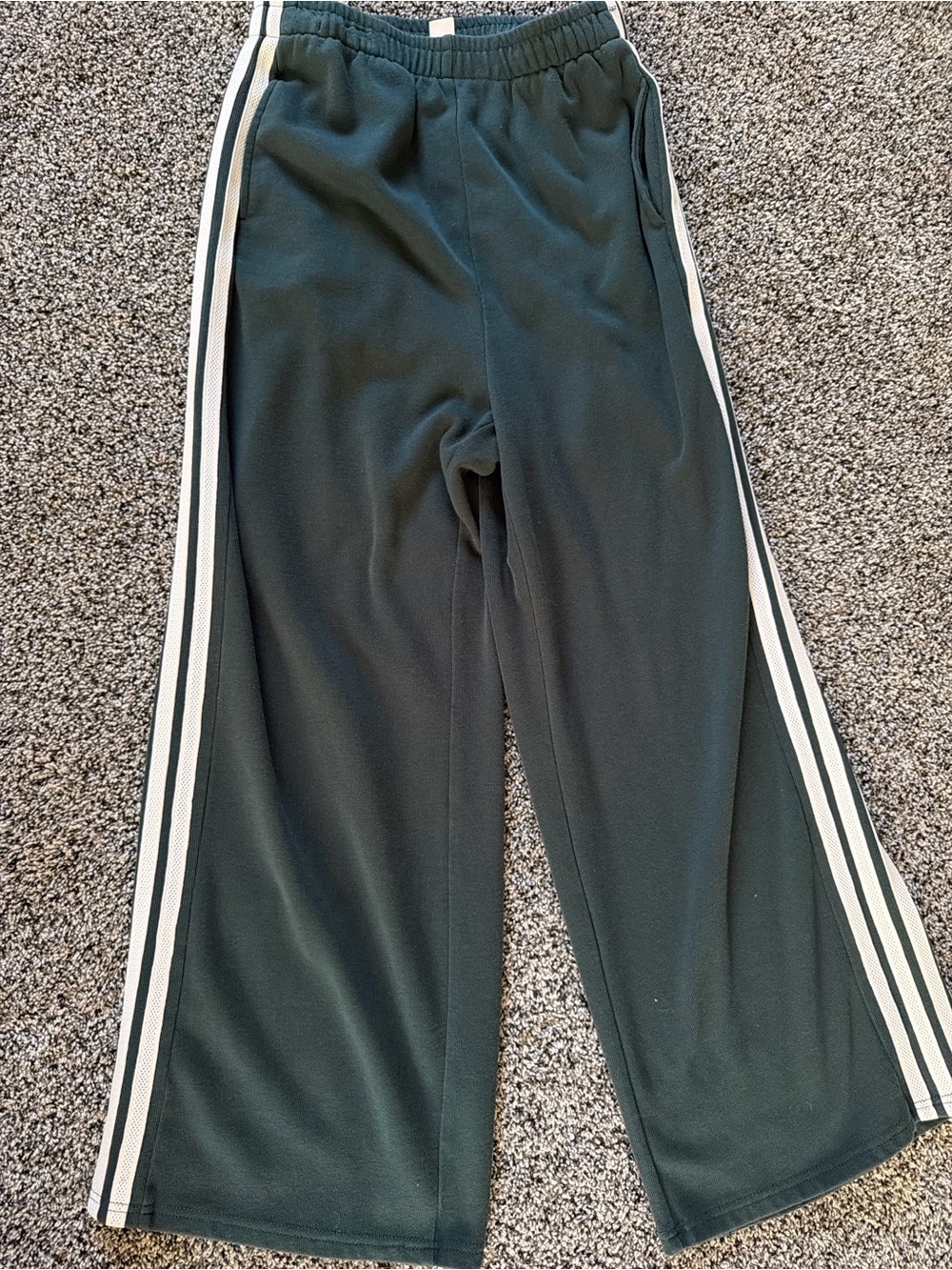 Commense Green Track Pants with White Side Stripes